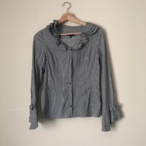 black and white striped blouse